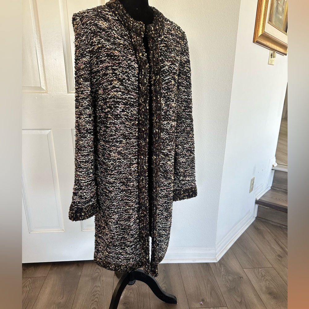 M Missoni Black Lurex Knit Hook Front Coat M